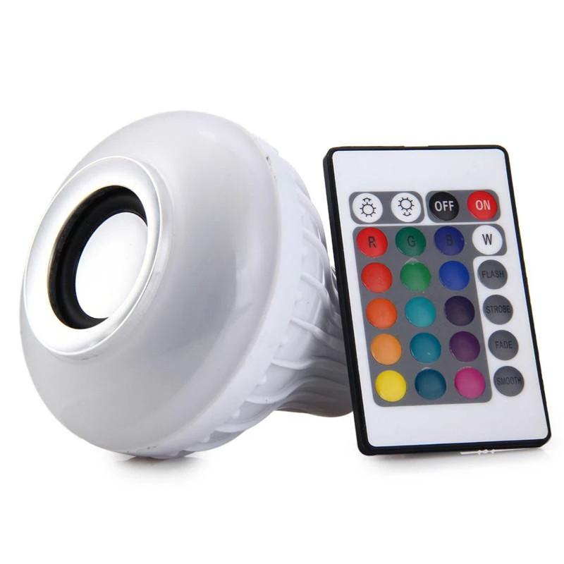 LED RGB Color Bulb Light E27 Bluetooth Control Smart Music Audio Speaker Lamps