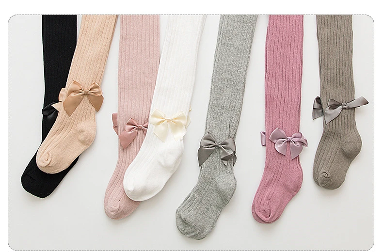 Lovely Baby Girls Knitted Stockings Bow Plain Opaque Pantyhose Warm Pants Socks 