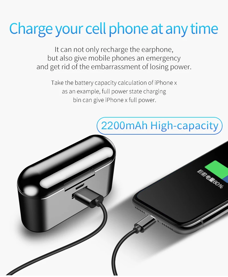 X8 TWS Bluetooth True Wireless Earphones 5D Stereo Earbuds Mini TWS 5.0 Waterproof Headfrees 2200mAh Power Bank For Smart phones - ANKUX.COM