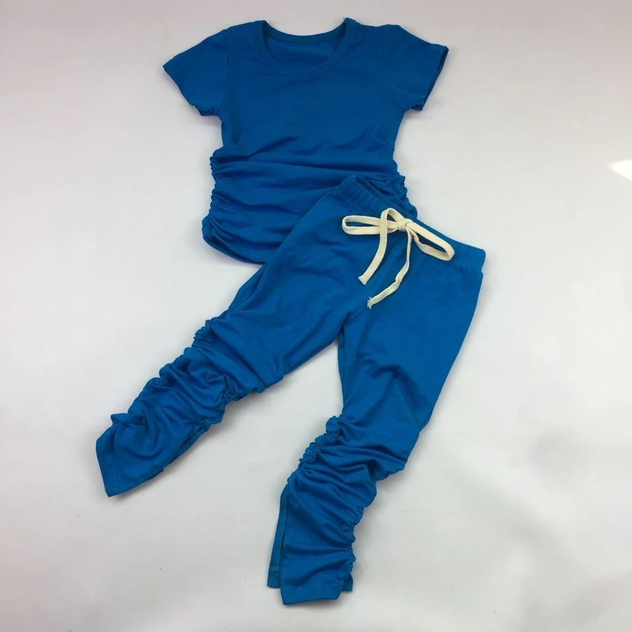 Rts Multi Colors Kids Stacked Pants Baby Girls Sets Sportswear Joggers