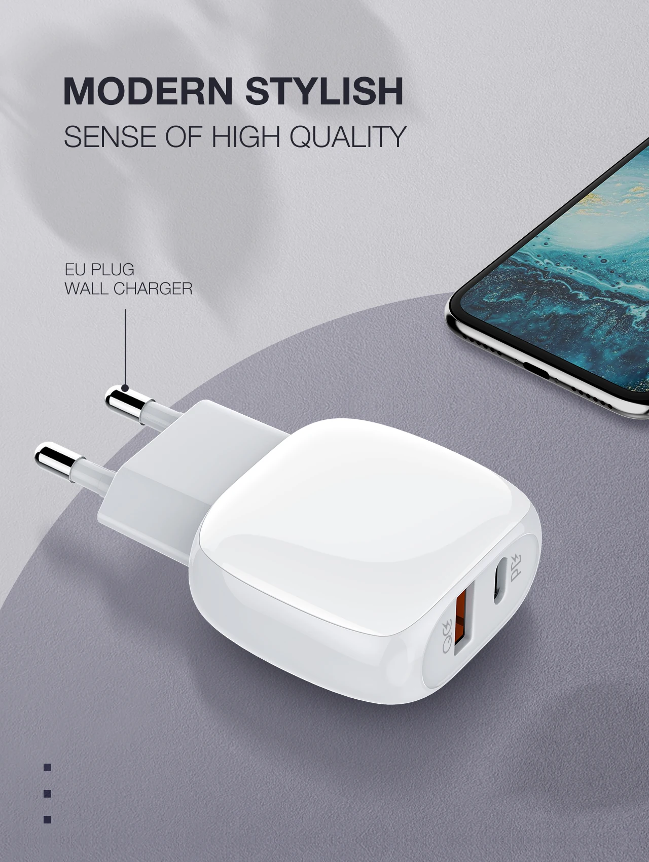 LDNIO A2313C Quick Charging Type-C PD And QC3.0 Dual USB Ports Charger With Power Of 18W