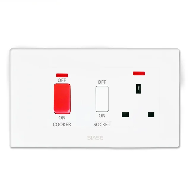 SIASE electrical wall socket 45a uk cooker switch socket with neon