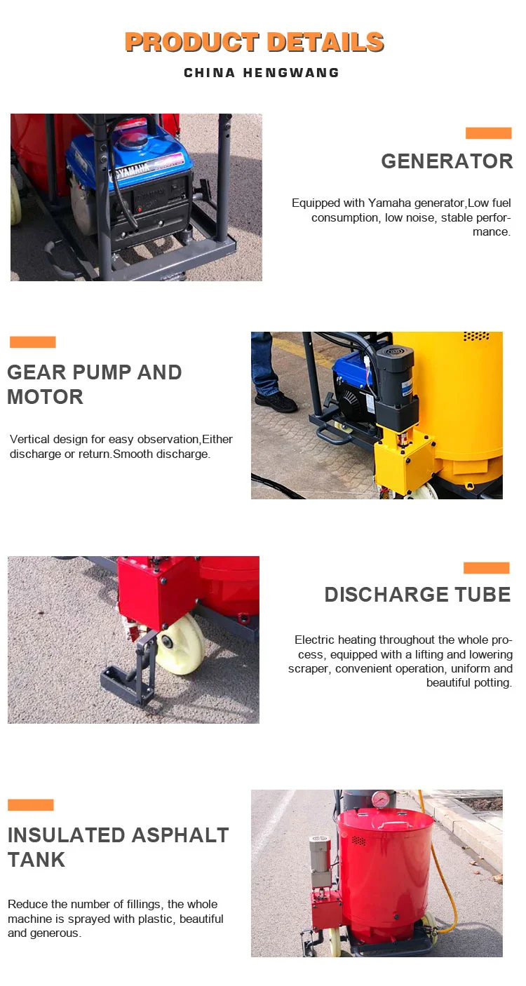 Propelled Road Crack Sealing Machine With Asphalt Melter Kettle For