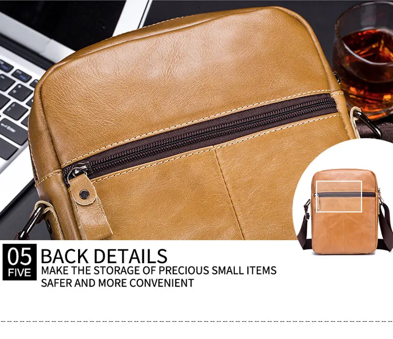 Bullcaptain Retro Leather Messenger Bag Men's Casual Shoulder Bag Men's