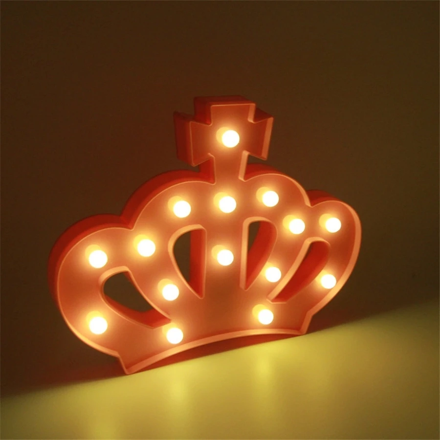 Crown Shape Led Letter Light 3D Lamp for Red Net Live Background Wall