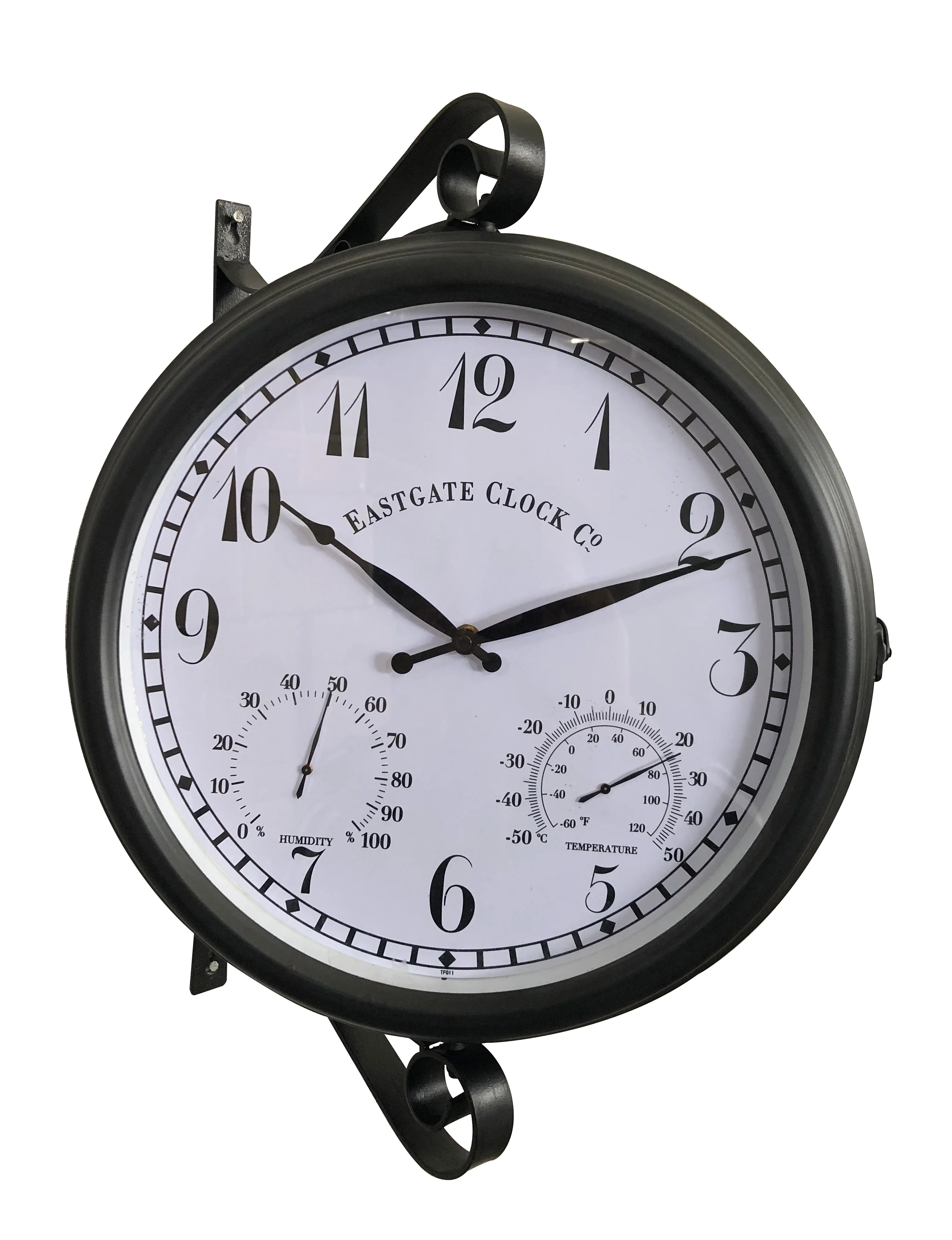 Metal Outdoor Doublesided Weather Station Clock Rustic Vintage Style