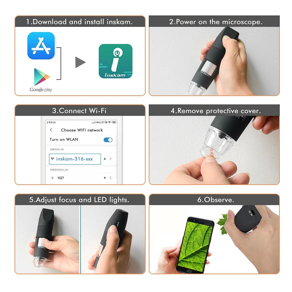 Newest Factory Supplier 1000X Zoom 2MP 1080P HD Video Portable Wifi Digital Magnification Microscope Camera for Student/kid