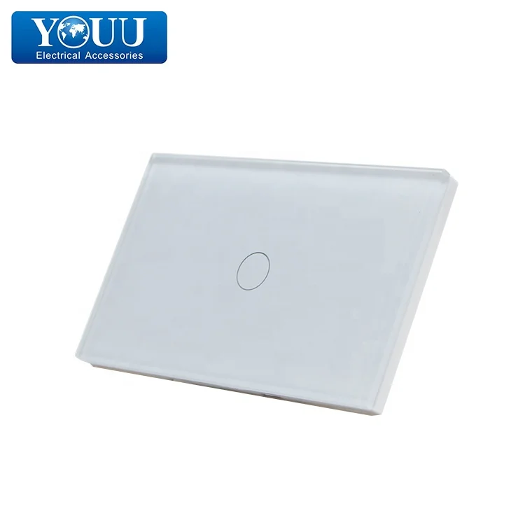 YOUU Market Widely Used 1 Gang 1 Way Crystal Glass Panel Control Smart Wall Touch Switch