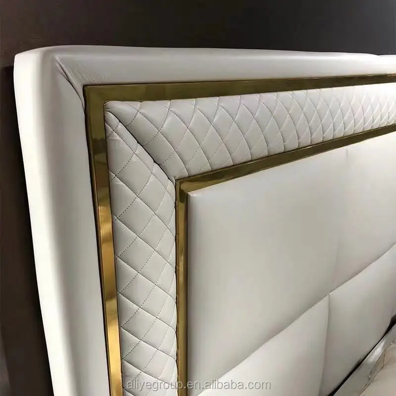 Conjunto De Muebles De Dormitorio Modernos,Cama Doble De Cuero Italiano