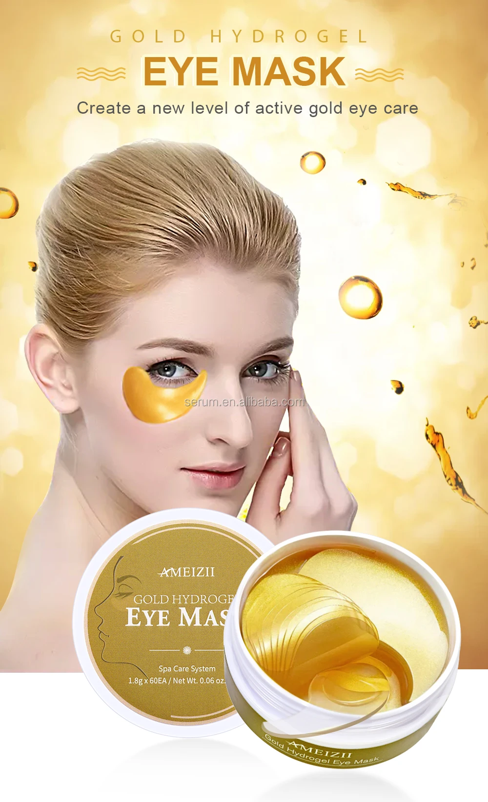 Korean 24k Gold Eye Mask Sleep Eyemask Parche Ojo Masker Mata Anti