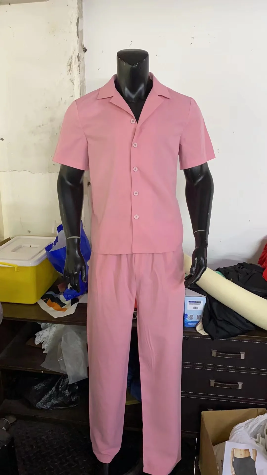 Ensemble deux pièces pour hommes, nouvelle tendance, respirant, imprimé, chemise et pantalon décontractés, couleurs unies, costume tissé, mode d'été