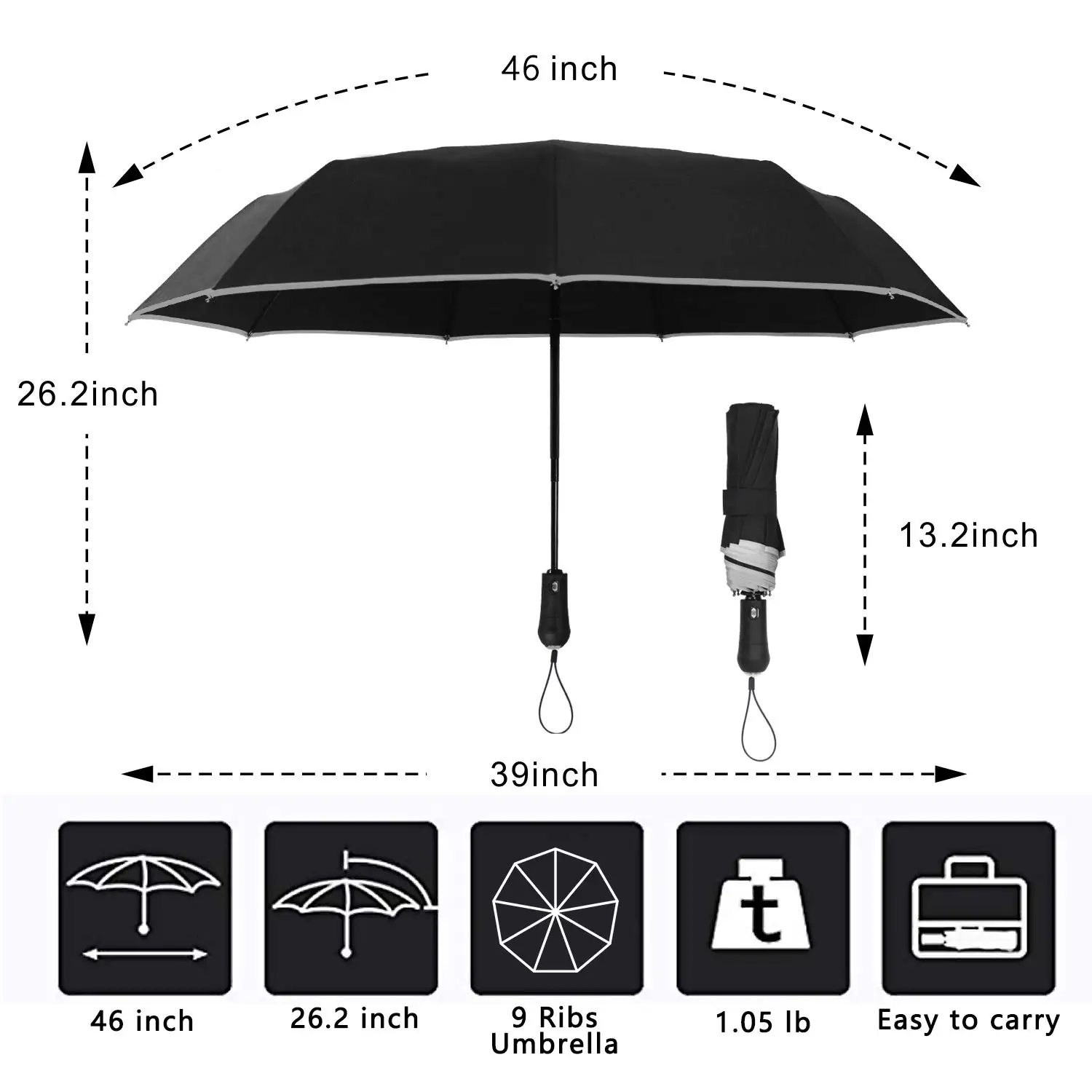 Automatic Fold Umbrella With Led Light Handle - Buy Led Umbrella,Fold ...