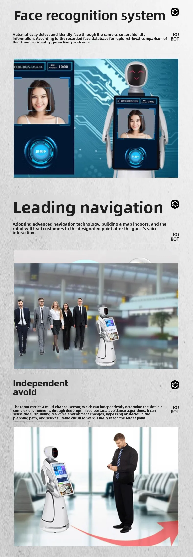Active Greeting Reception Robot with Voice Control Trackless Operation Face Recognition-Welcome Explanation Robot Service manufacture