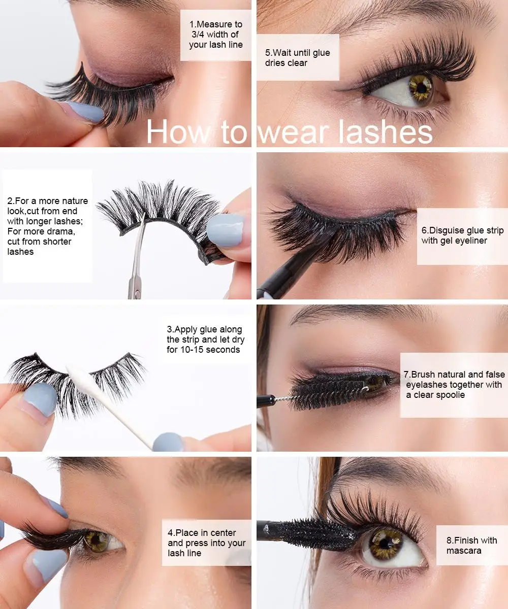 Hypoallergenic High Quality Mink Eyelash Strips Lash Glue Korea Eyelash ...