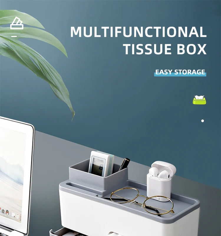 Multi-functional table top tissue box desktop storage box organizer mobile phone  remote control holder