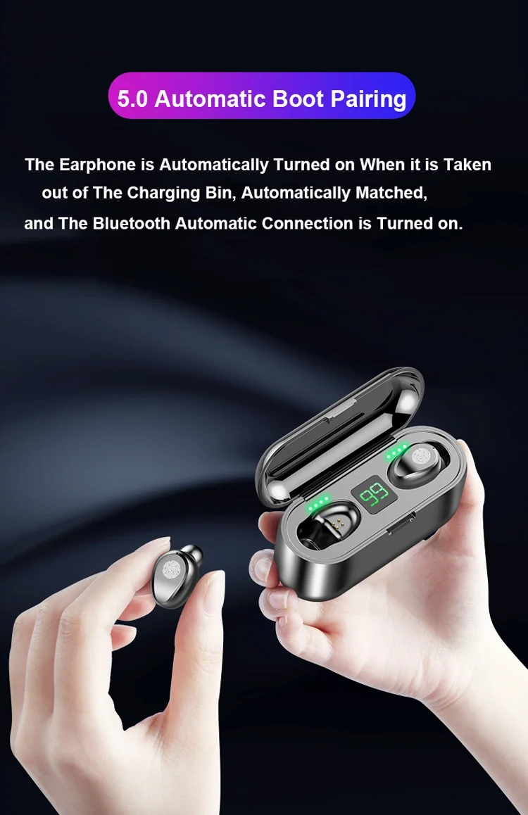 2020 New Fashion Amazon Top Seller F9 TWS Wireless Headphone Portable BT 5.0 Earphone Wireless Earbuds For iPhone Android - ANKUX.COM