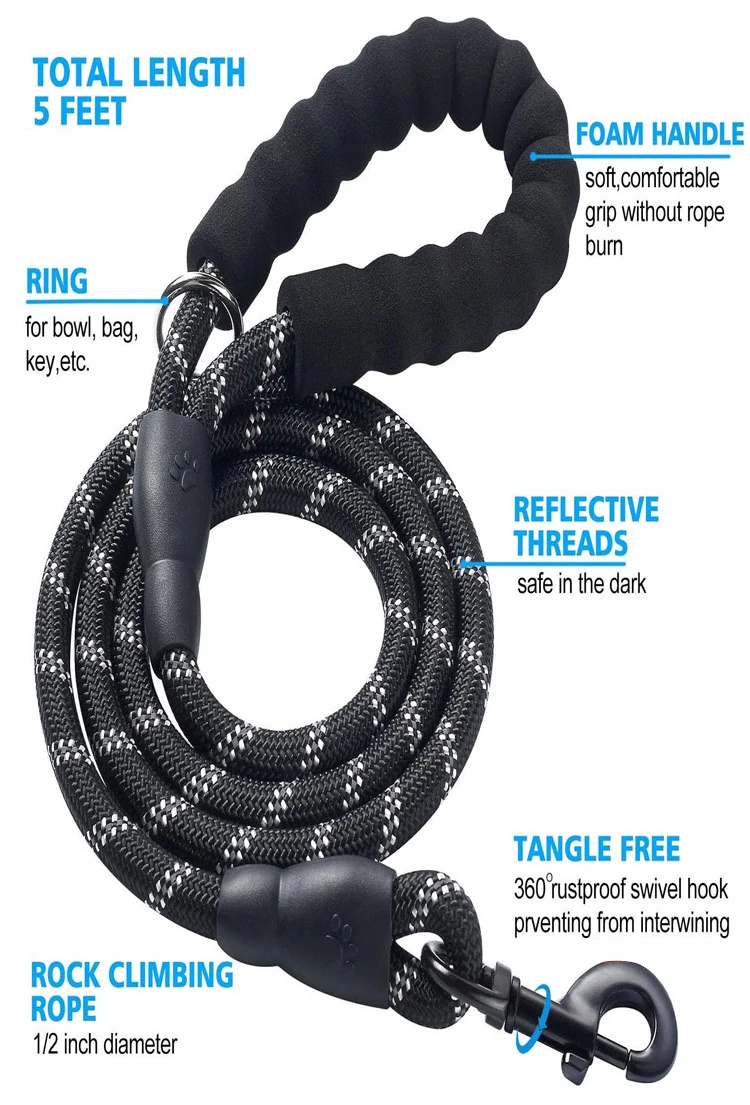 Upgraded Version Strong Climbing Reflective Nylon Rope Pet Dog Leash