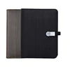 Custom handmade PU leather loose-leaf A5 notebook with U disk note book with USB flash drive