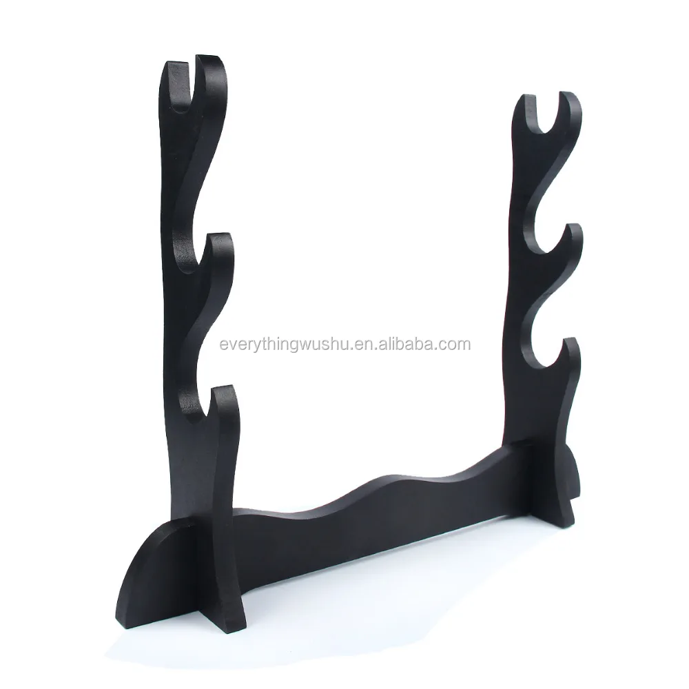 Black Wood Wall Mount Samurai Sword Katana Holder Stand Hanger Bracket Rack Display 1/2/3 Layer 4.9