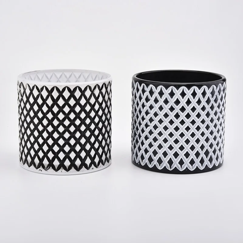 Cylinder Glass Candle Jars With Black Color