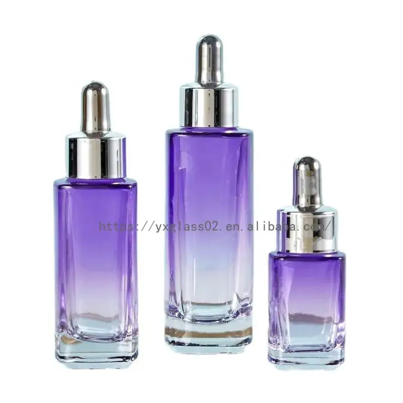 Supplier essential oil Square Serum glass Dropper Bottle skincare cosmetic container for lotion/Toner/skincare15ml30ml50ml manufacture