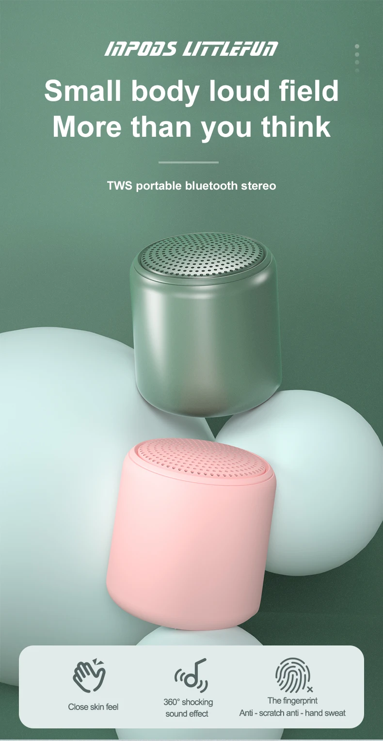 16 Colors Inpods Little Fun Mini Portable Wireless Bluetooth Speaker Stereo Sound System Dual Pairing 5.0 TWS Outdoor Column - ANKUX.COM