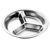 Round Divided Plates 304 Stainless Steel Mess Trays 9.5 Inch 3 Sections Food Plate for Kids,Camping,Lunch