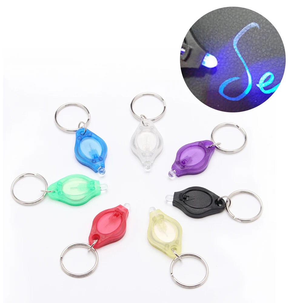 UV Light LED Keychain Money Detector led key rings Custom logo Keychains Car key accessories llaveros key chain