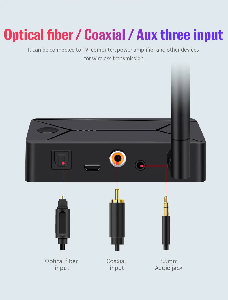 TX13 Bluetooth 5.0 Audio Transmitter 3.5mm AUX Coaxial optical Fiber Jack Stereo Wireless Adapter For TV PC Bluetooth Speakers - ANKUX.COM