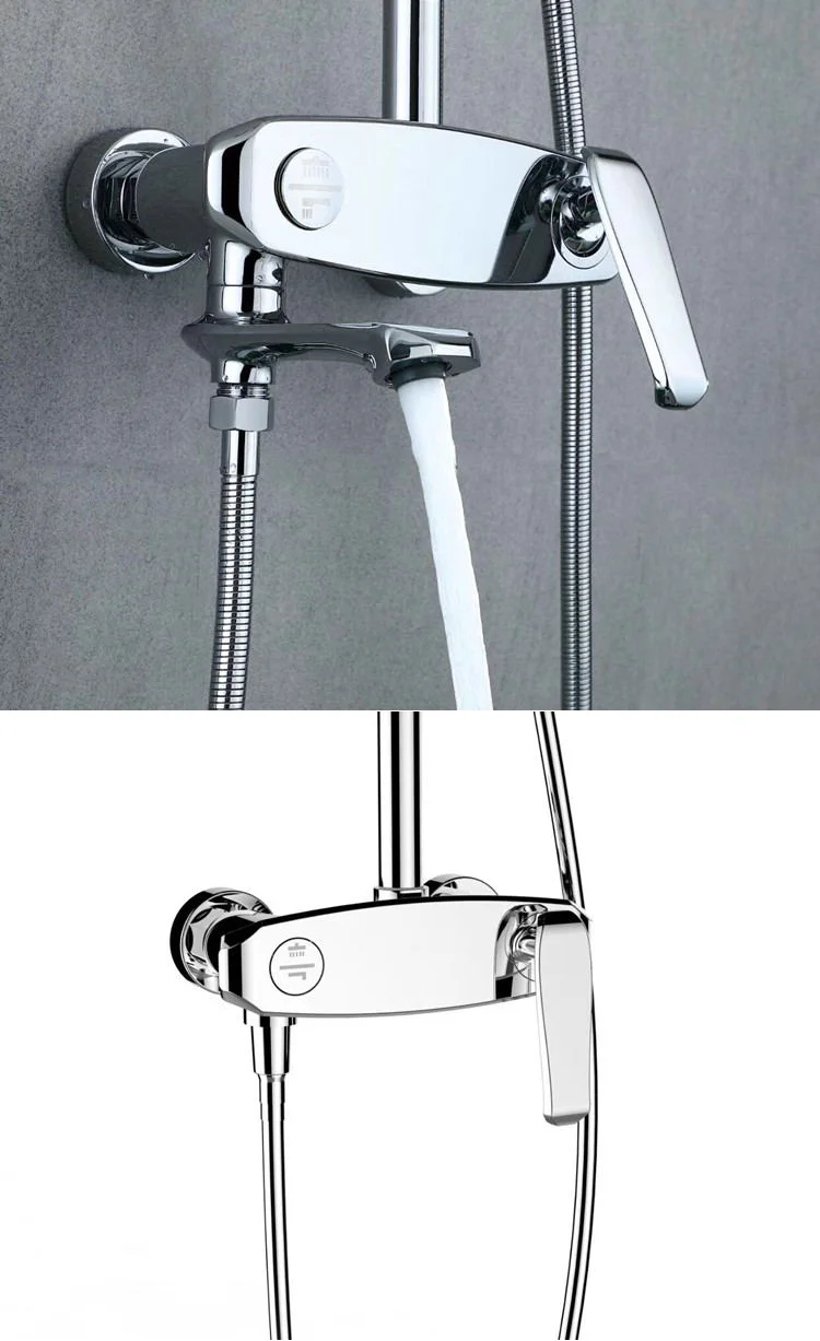 Nordic Style White Gold Brass Single Handle Bathroom Shower Faucet Set