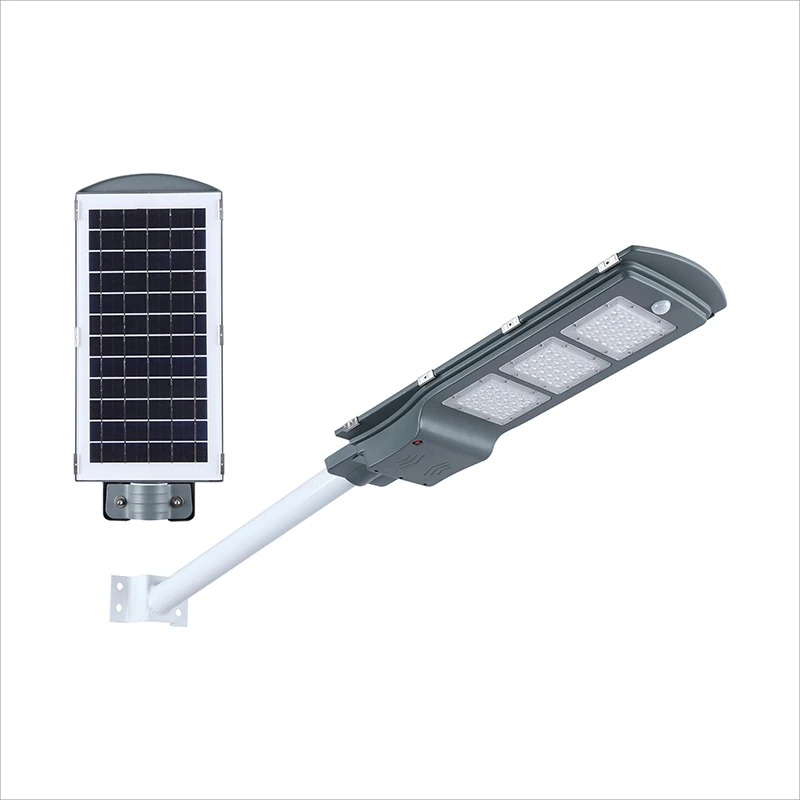 All in One Led Solar Street Light China Sun Powered Outdoor Quality Factory 25W 50W 75W IP65 Light Grey ROHS 70 2-year 10000 165