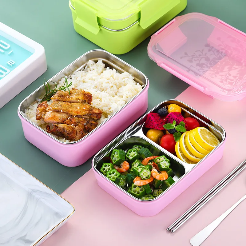 Food Grade Double Layer Large Capacity Stainless Steel Bento Kids Lunch ...