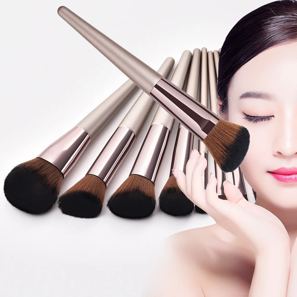 10pcs Set Champagne Makeup Brushes Set For Make Up Foundation Powder Blush Eyeshadow Kabuki Blending Cosmetic Brush Beauty Tool Aliexpress