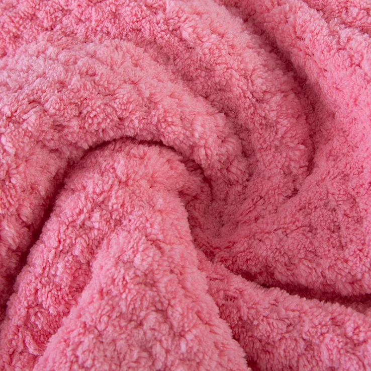 Double layer waffle dry hair women's  wrap absorbent microfiber coral velvet hair hat rapid drying hair towel
