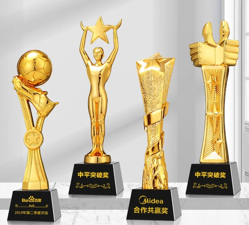 Resin crystal trophy wholesale gold-plated shinning trophy sports trophy supplier