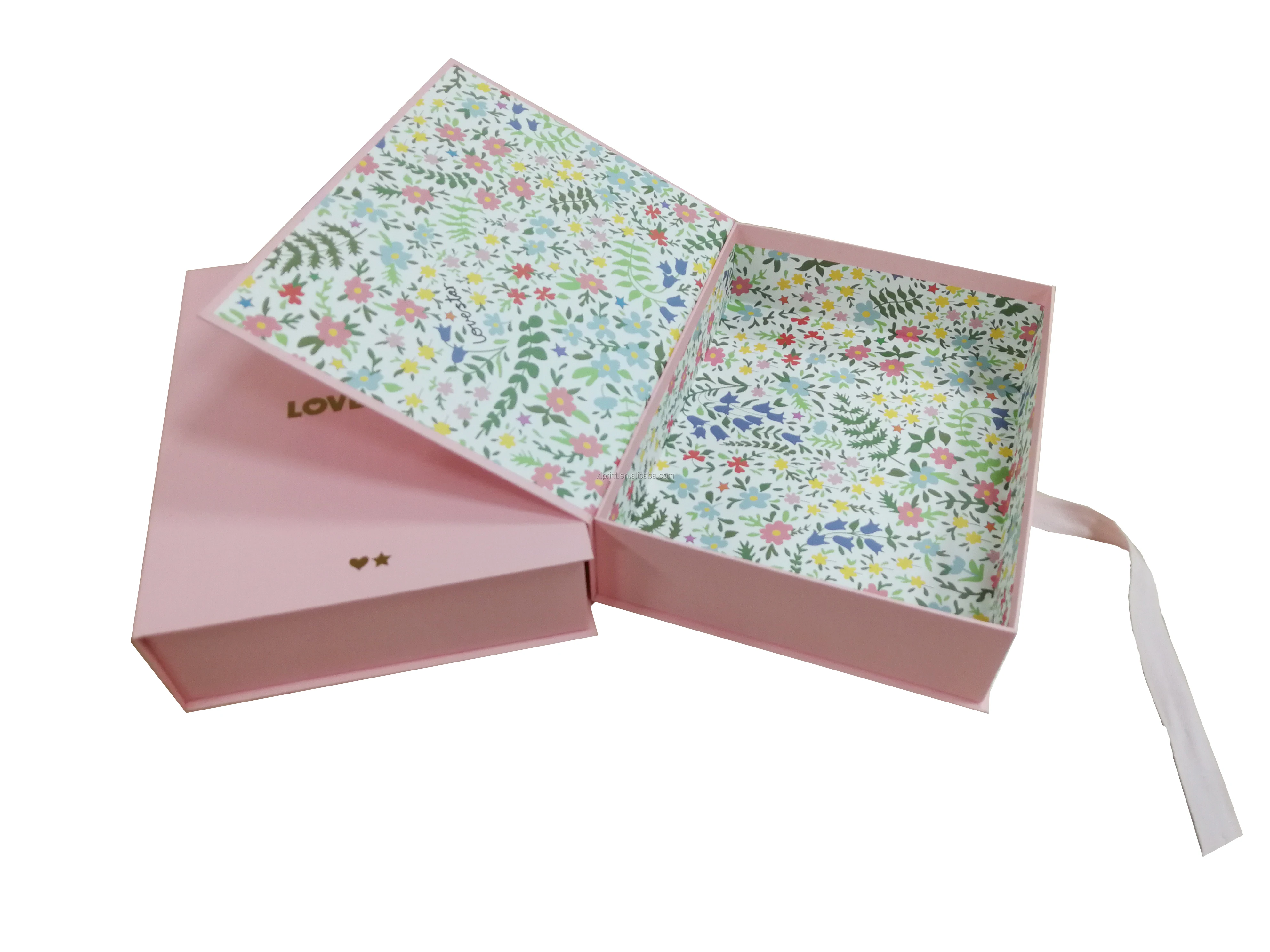 未涂布回收粉红色化妆纸礼品套装包装盒