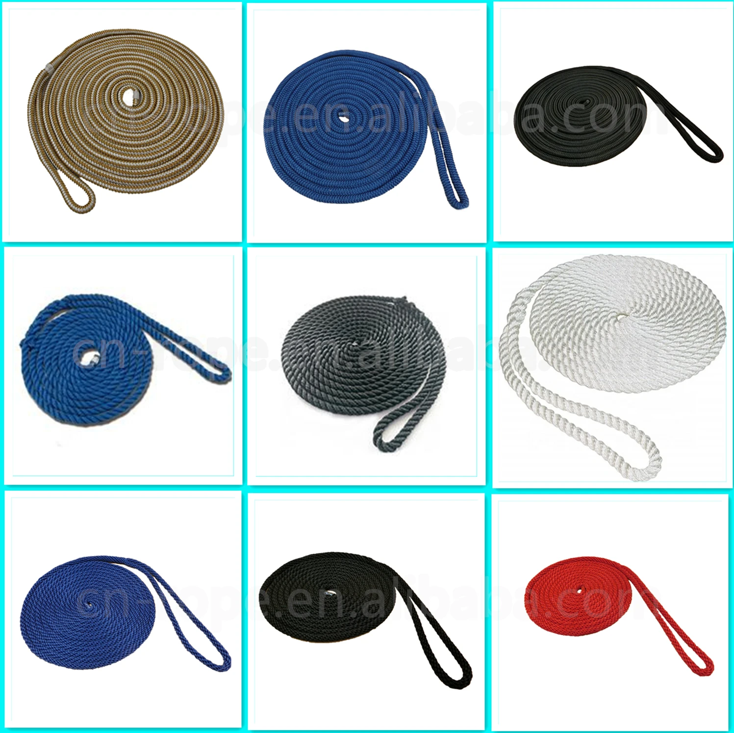 High Quality W&G Marine Rope Nylon Polyester PP Double Braided Dock Line