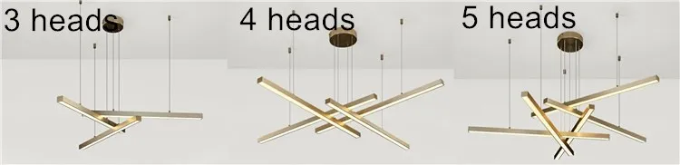 Golden liner led pendant ceiling light golden simple handling lamp for living room decorative pendant lamp office lighting