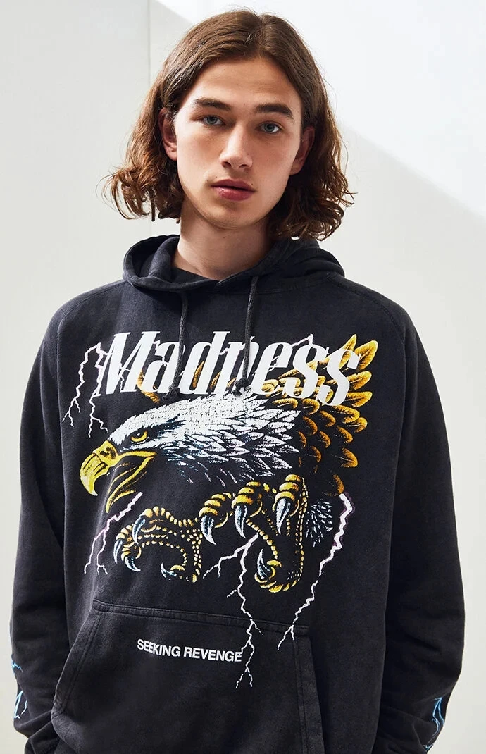 mans 服装 2020 长袖印花黑色套头衫连帽衫运动衫