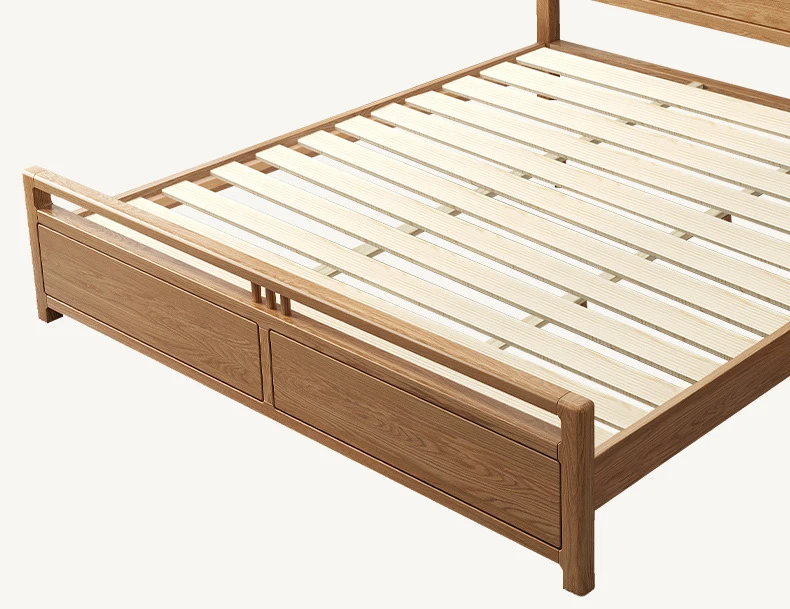 product-BoomDear Wood-2020 latest double wooden bed luxury solid Oak wood bed queen size floor low b-1