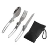 CYSHMILY Stainless steel cutlery knife spoon three-piece camping folding knife and fork spoon portable tableware outdoor kit