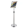 Adjustable Aluminum Poster Stand Snap Frame Menu Stand Replaceable Advertisement Rack Floor Display Stands with Stable Round Bas