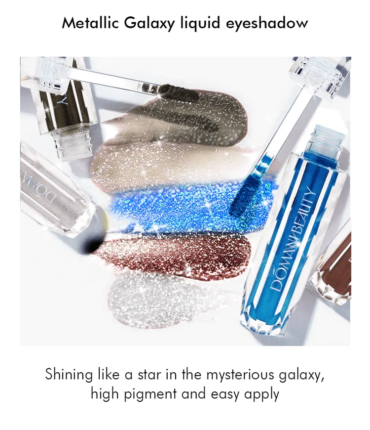 Domani Beauty Waterproof Shimmer Wholesale Custom Glazed Glitter Makeup Brush Private Label Single Liquid Eye Shadow Eyeshadow