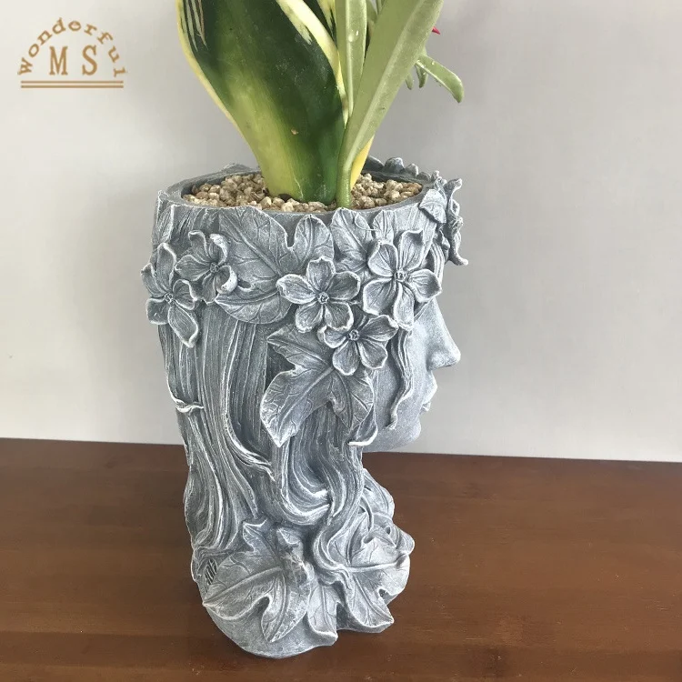 Resin imitated character plant succulent flower pot Creative polyresi goddess flower vase tabletop stand Home decoration resin