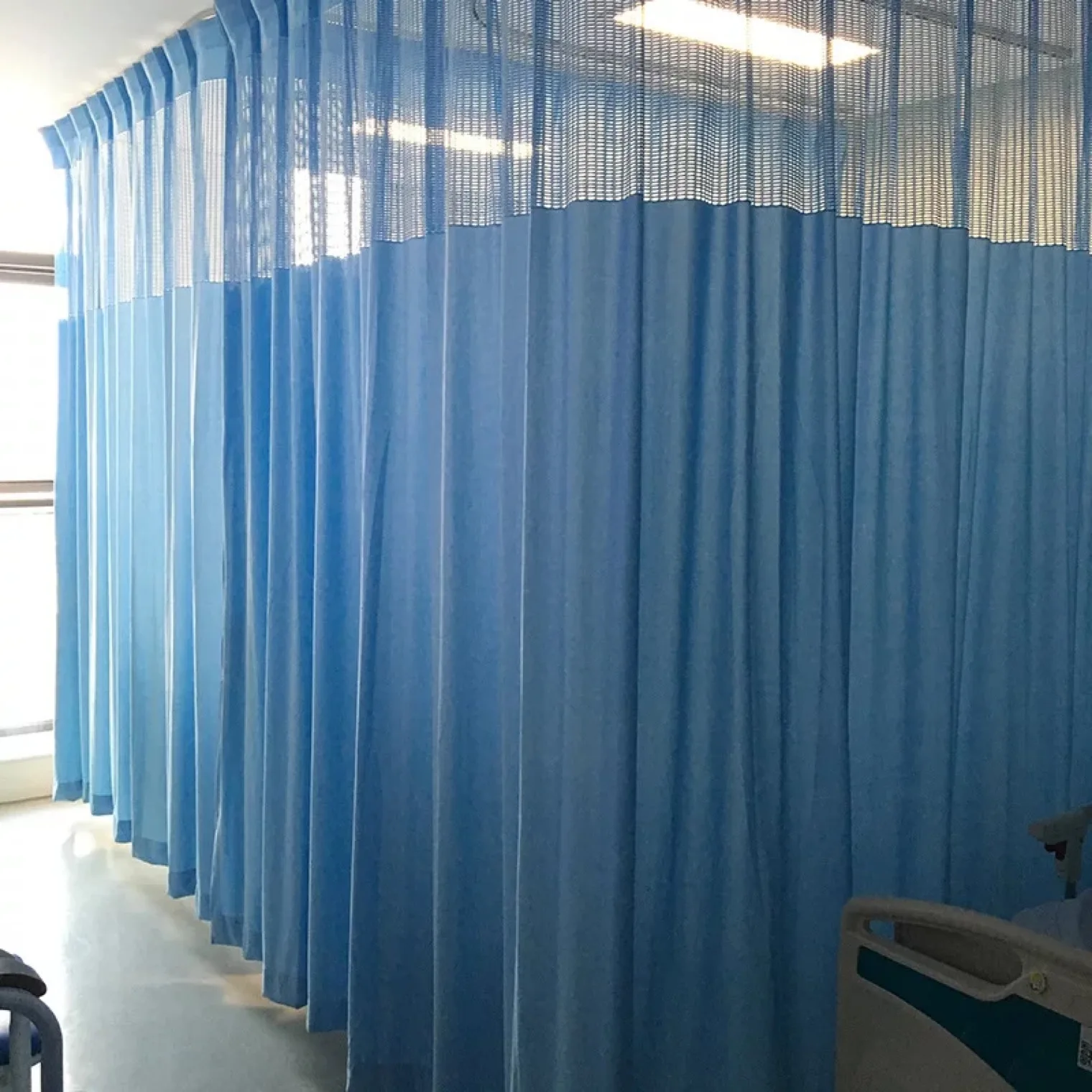 100% Fireproof Polyester Solid Color Hospital Curtain Fabric For