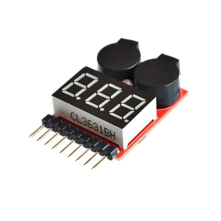 1-8S Lipo Battery Low Voltage Alarm Buzzer Checker Tester LED Display Indicator