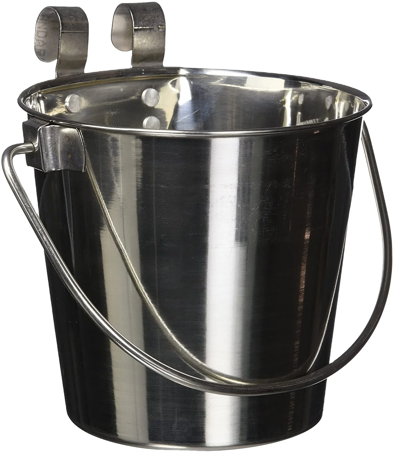 4 Quart Size Stainless Steel Flat Sided Pet Pail Bucket Without Hooks