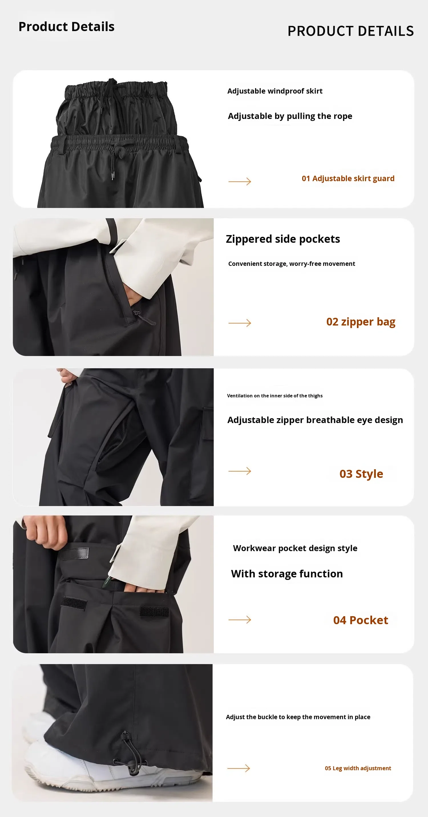 Pockets Fusing New Mens' Ski Pants Unisex Snowboard Professional Waterproof Loose 100% ...