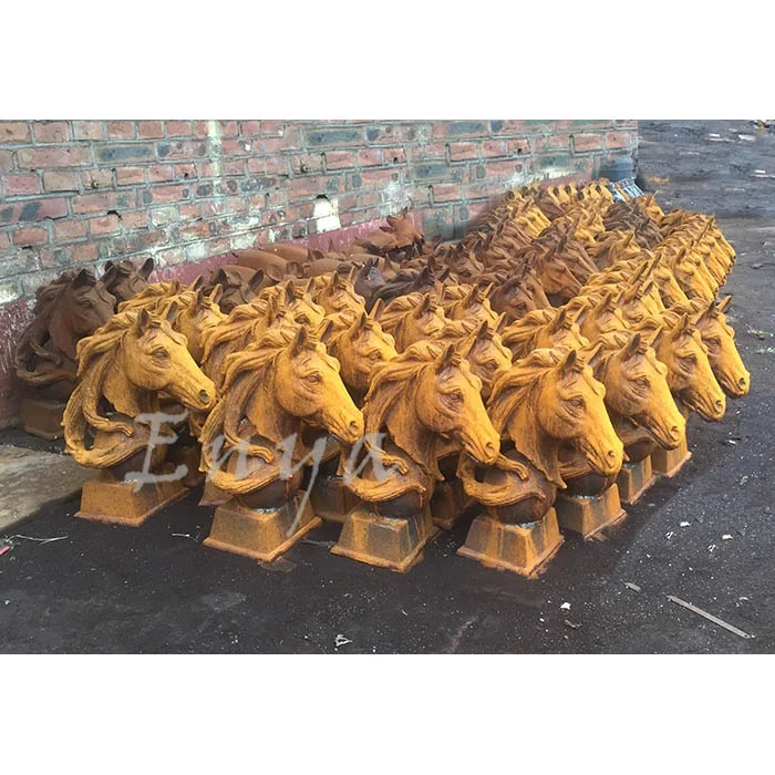 Vintage Iron Large Animal Horse Head Decor Sculpture Statues Cheval