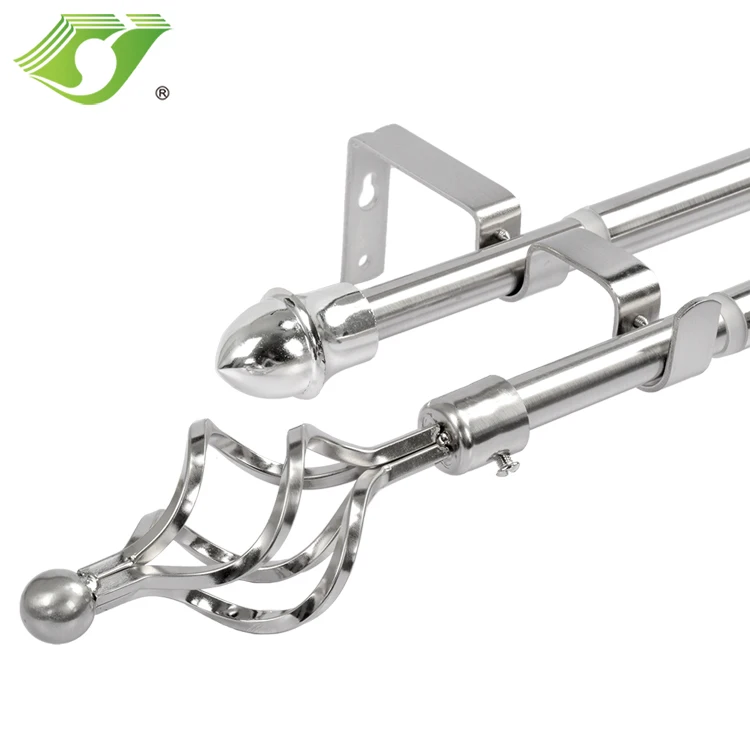 Flexible Drapery Hardware Metal Twisted Wrought Iron Curtain Rods